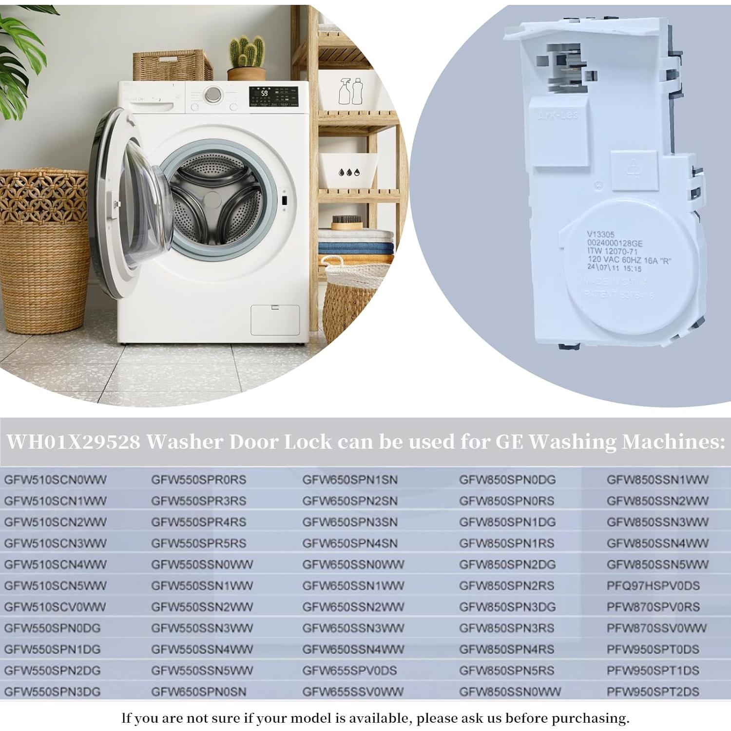 Cerradura de Puerta de Lavadora GE WH01X29528 Compatible