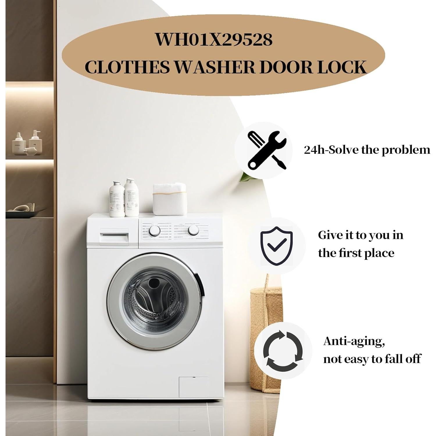 Cerradura de Puerta de Lavadora GE WH01X29528 Compatible