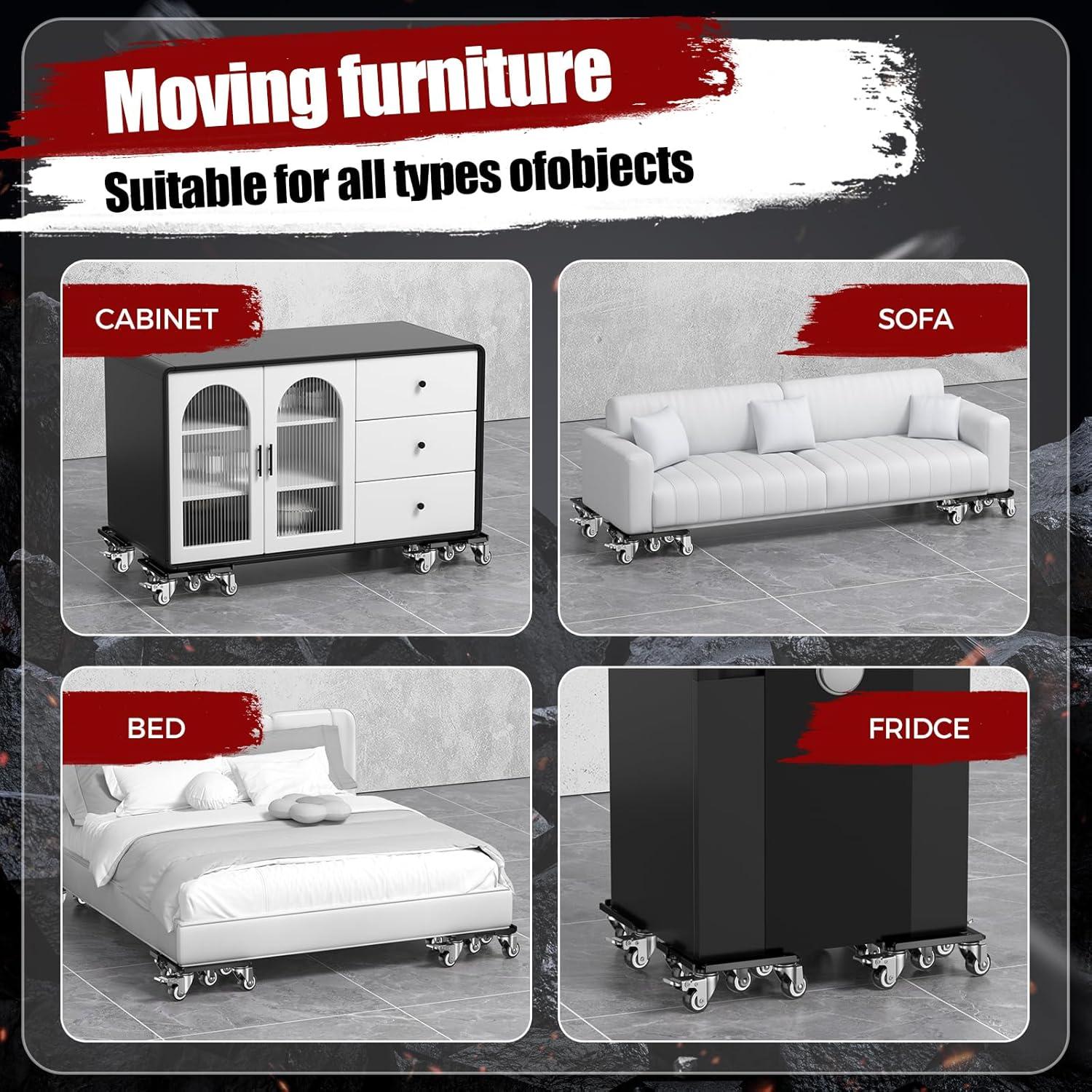 Dolly de Muebles 1360kg Loyal Tiger 16.26cm 5 Ruedas Negro