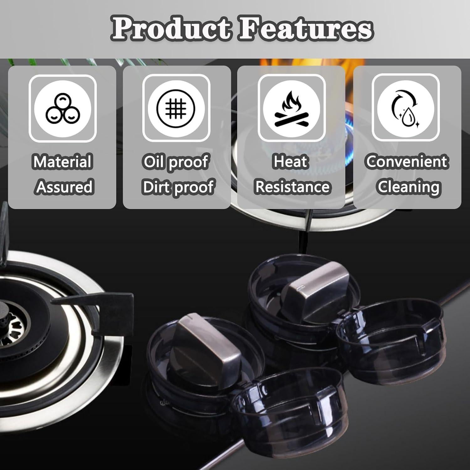 Cubiertas de Seguridad para Perillas de Estufa - 6 Pcs Negro