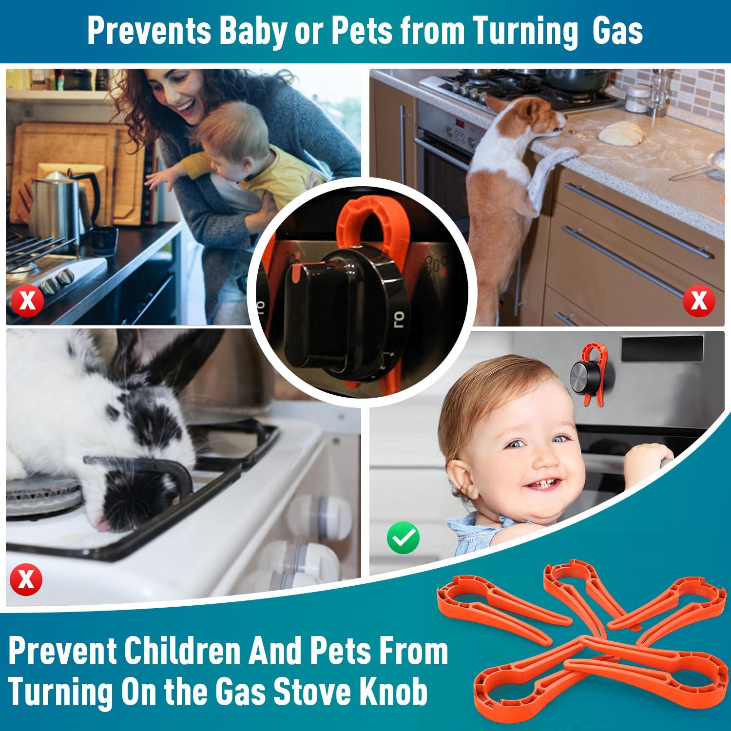 Bloqueo de Perilla de Estufa Seguridad Infantil Rojo - 5 Piezas