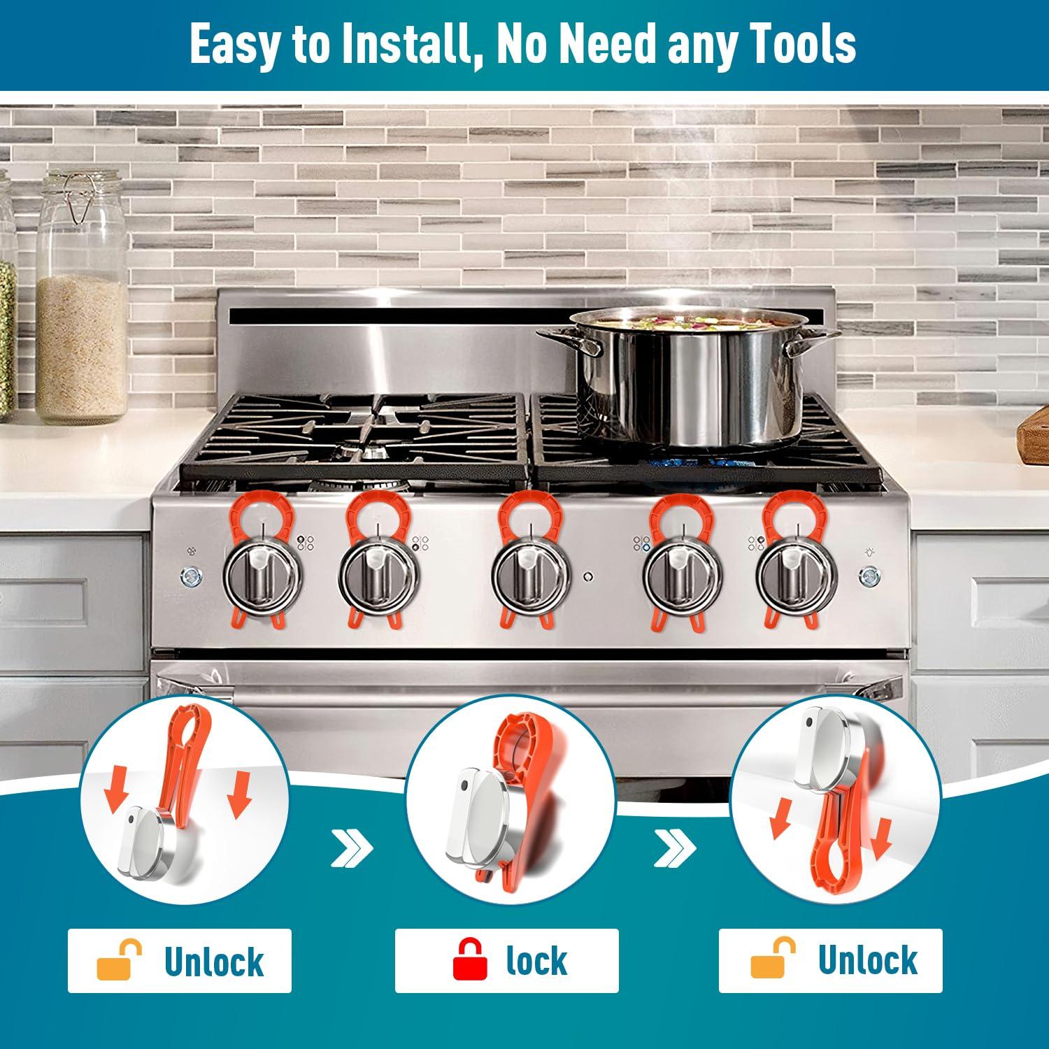 Bloqueo de Perilla de Estufa Seguridad Infantil Rojo - 5 Piezas