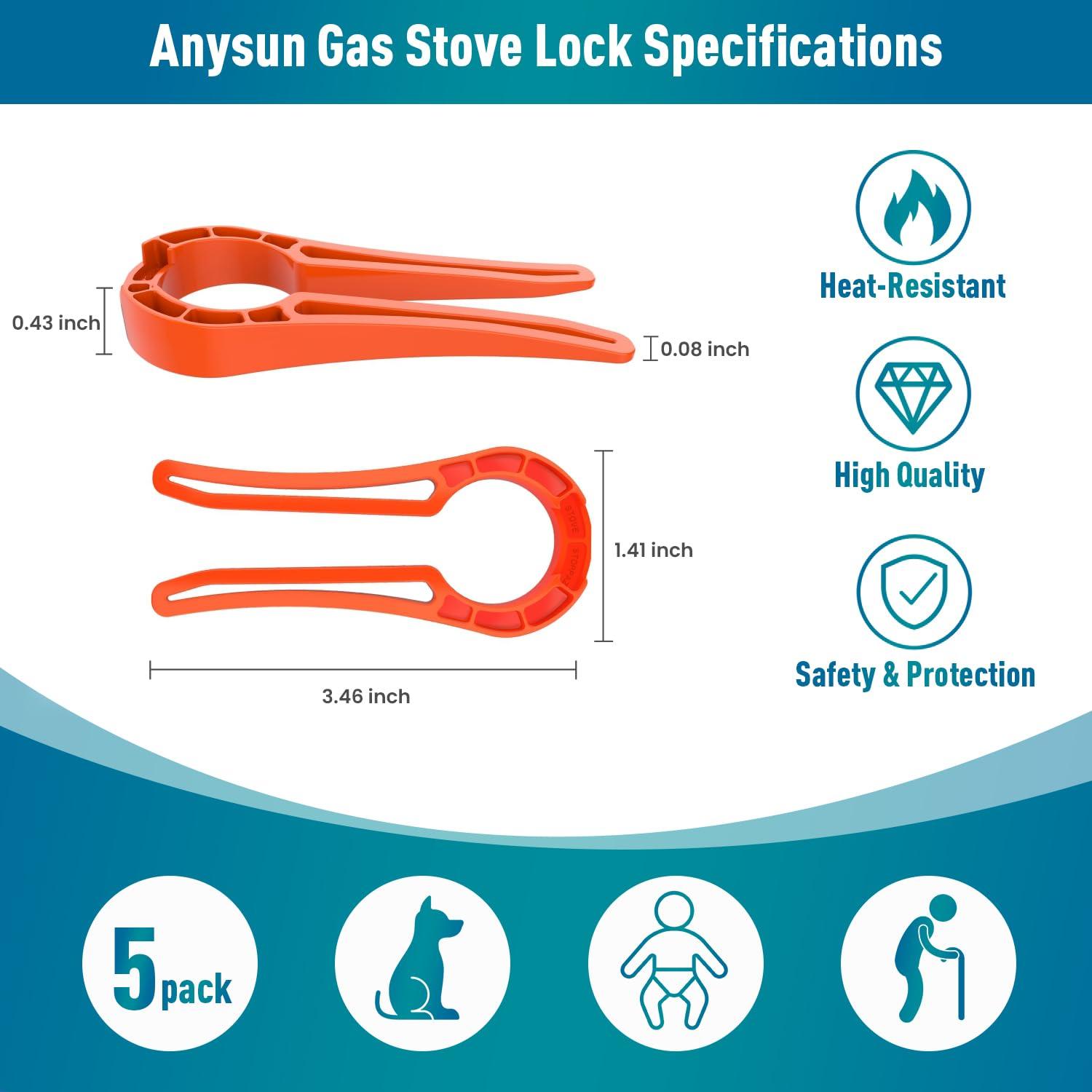 Bloqueo de Perilla de Estufa Seguridad Infantil Rojo - 5 Piezas