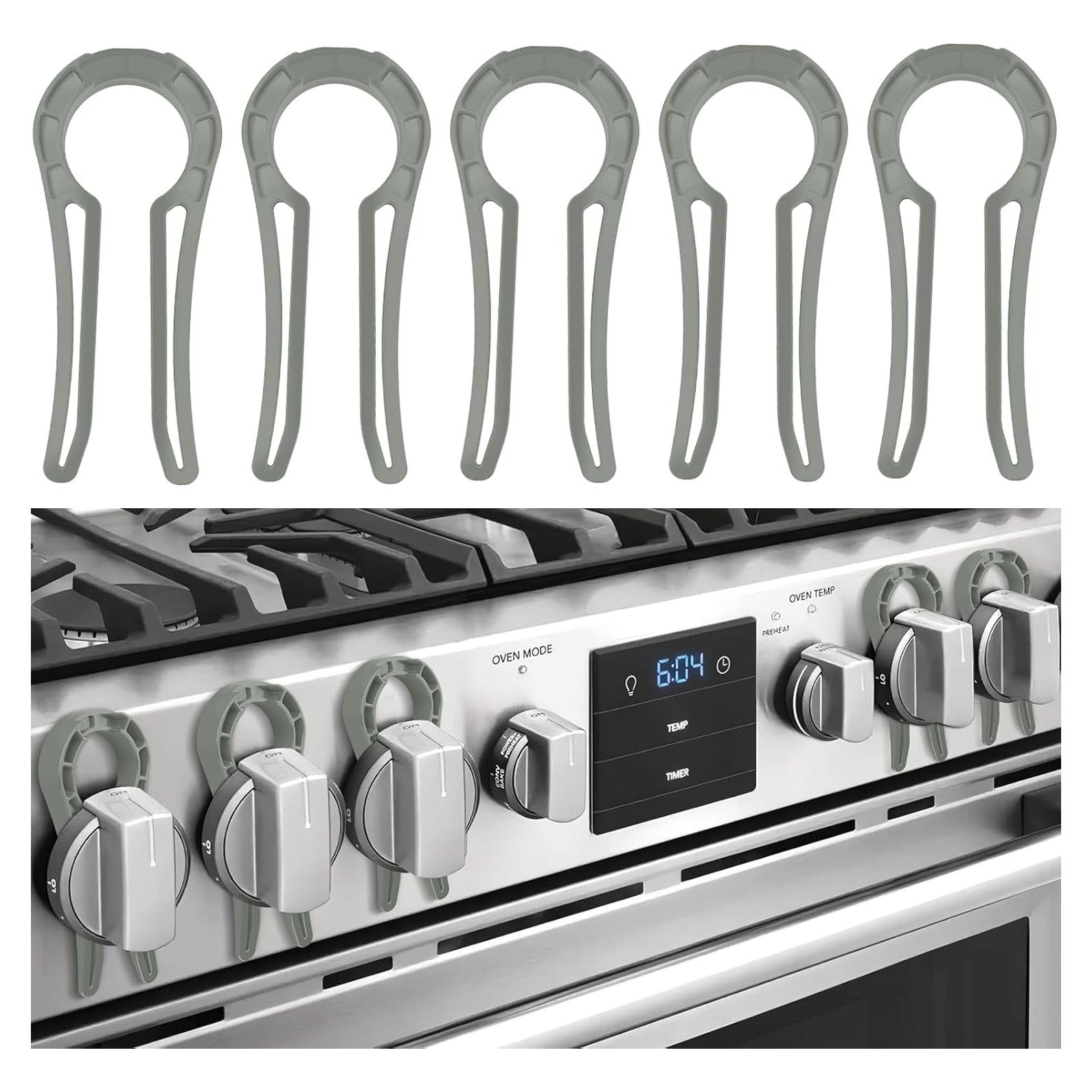 Bloqueos de Perillas de Estufa a Prueba de Bebés - 5 Unidades Gris