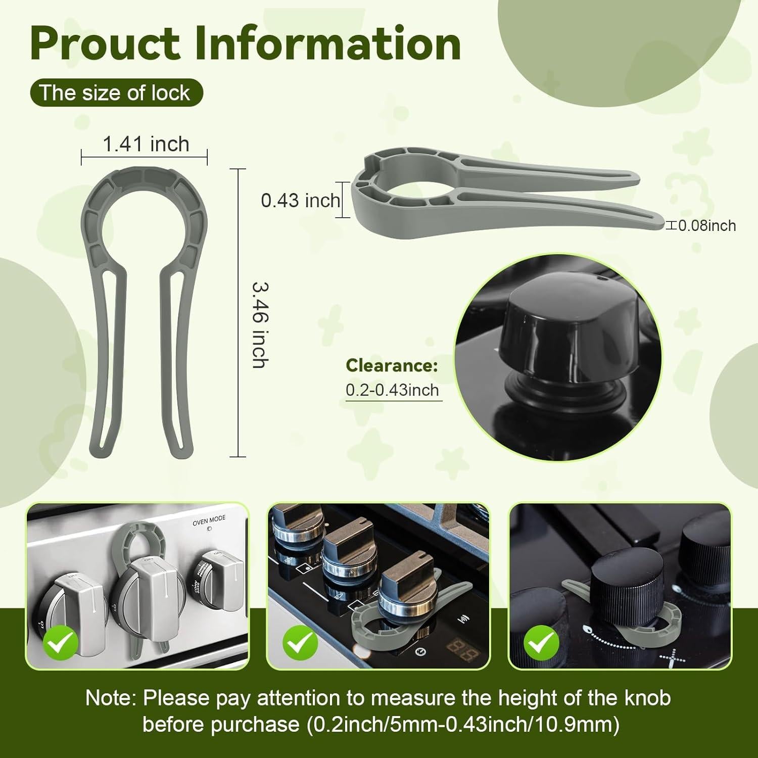 Bloqueos de Perillas de Estufa a Prueba de Bebés - 5 Unidades Gris