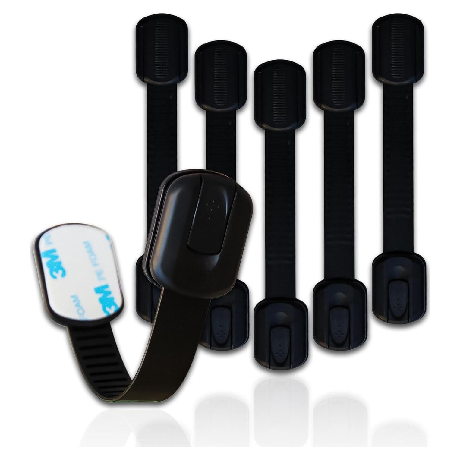 Cabinet Locks Provide Effective Baby Proofing - No Screws and Magnets Required Multi-purpose Suitable for Furniture Ovens Drawers Kitchens Toilet Seats (B - Black, 1 pack of 6)