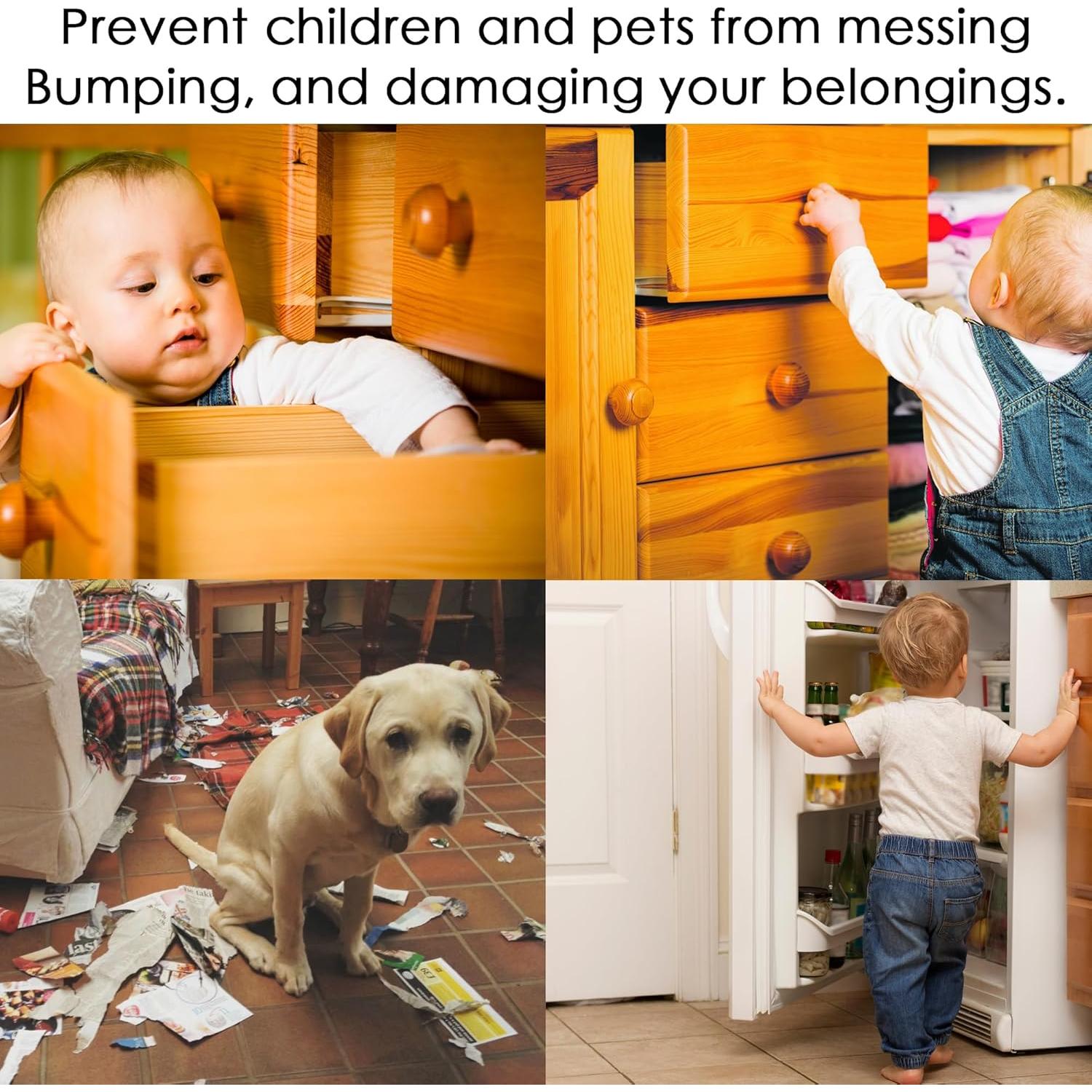 Cabinet Locks Provide Effective Baby Proofing - No Screws and Magnets Required Multi-purpose Suitable for Furniture Ovens Drawers Kitchens Toilet Seats (B - Black, 1 pack of 6)