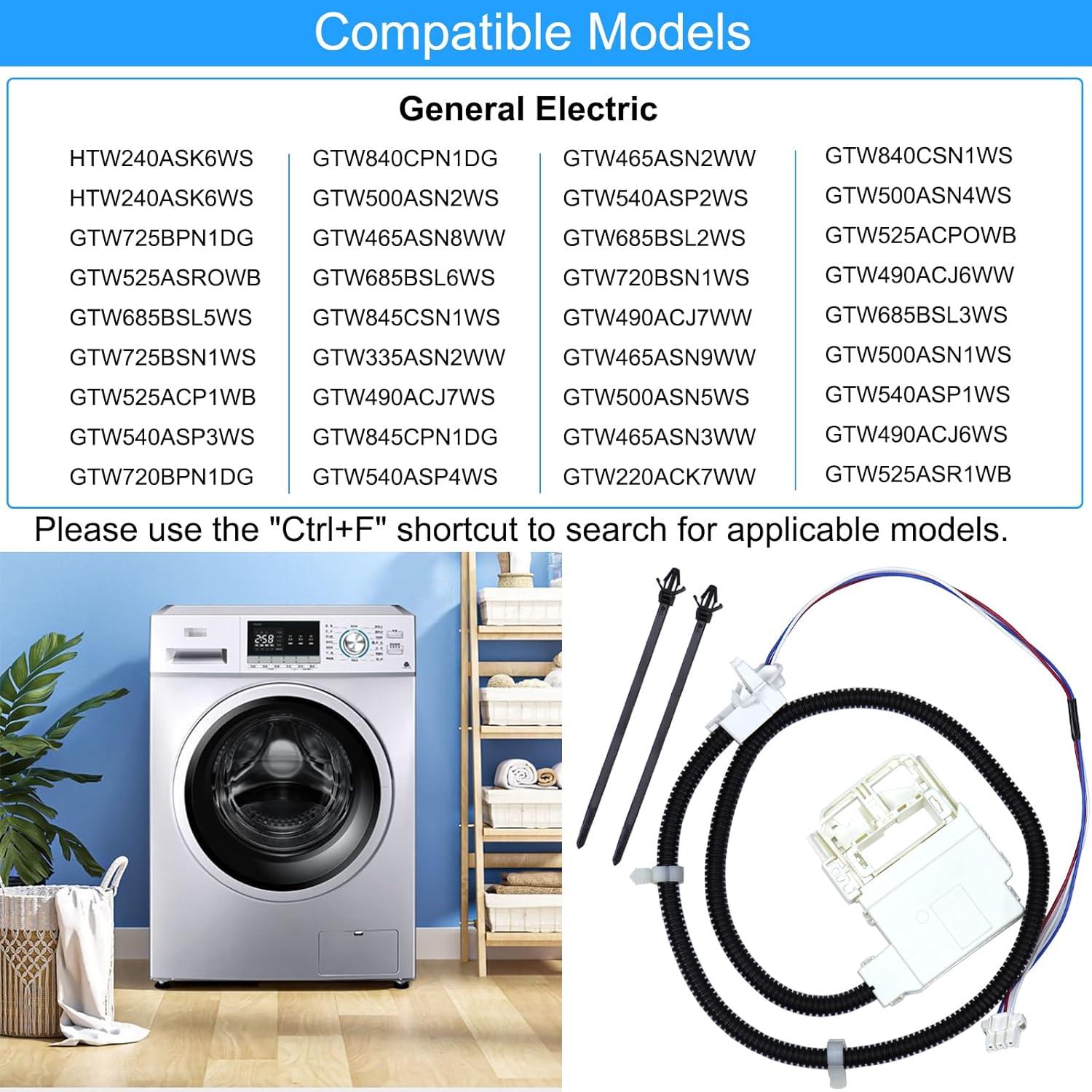 Interruptor de bloqueo de tapa GE WH08X32657 y arnés de repuesto