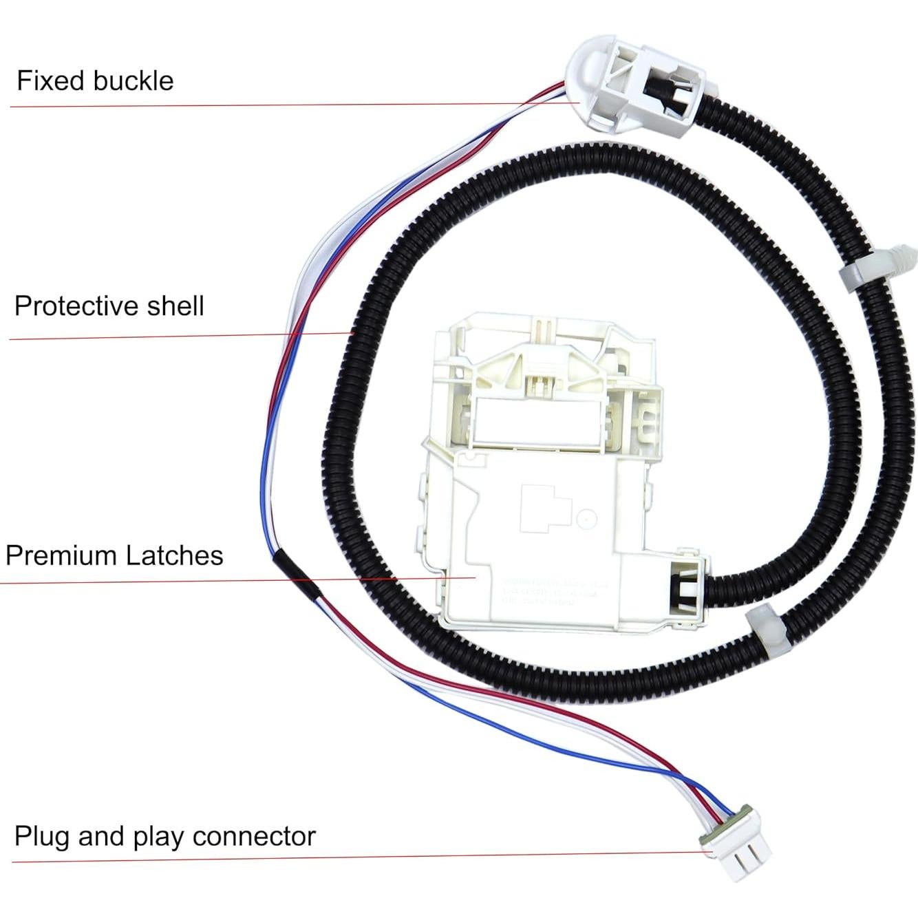 Interruptor de bloqueo de tapa GE WH08X32657 y arnés de repuesto