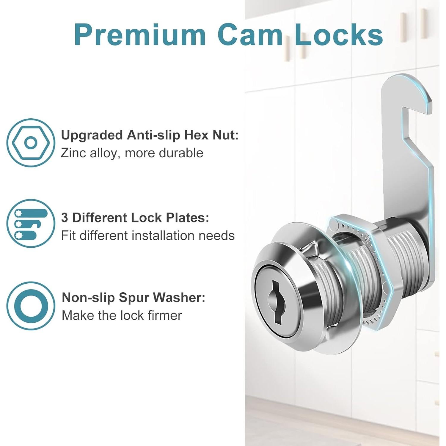 Cerradura de Cam Pertinel 1-1/8" con Llave Igualada 2 Pcs