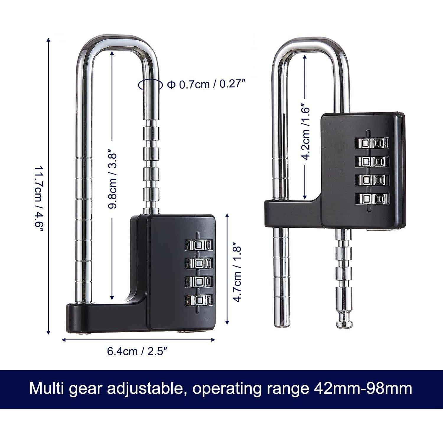 Candado de combinación ZGSJ 837 de acero inoxidable negro