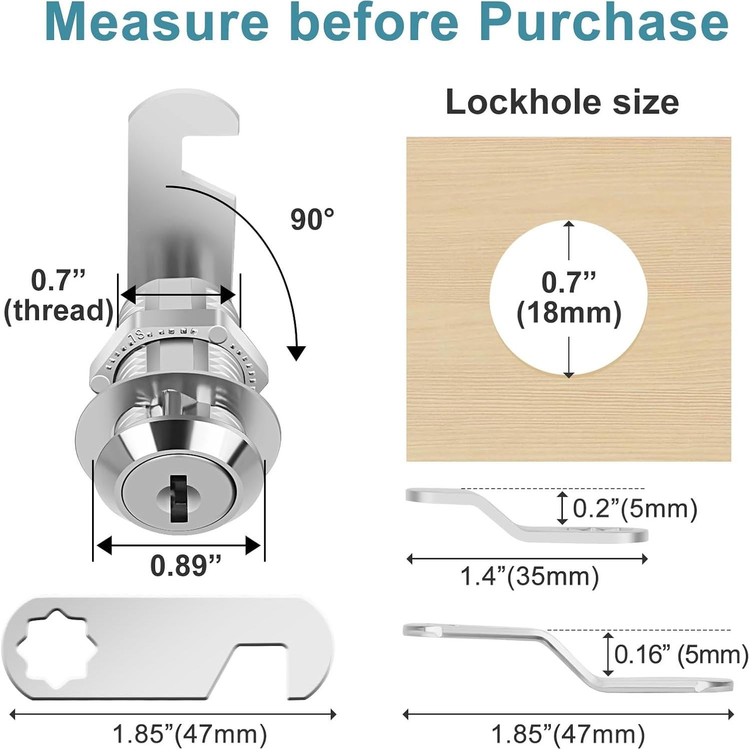 Cerradura de Cajón con Llave Pertinel 3/4" Zinc Plata 2PCS