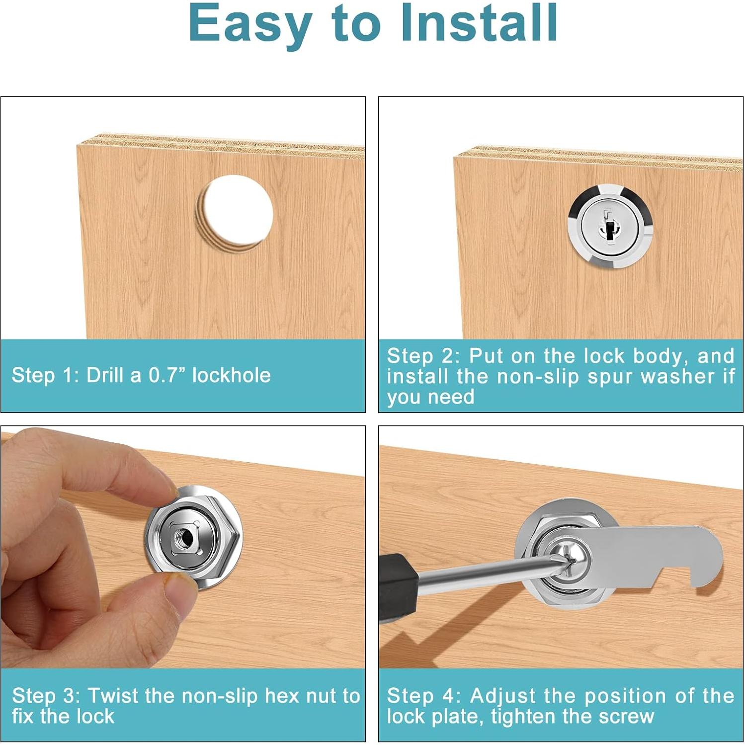 Cerradura de Cajón con Llave Pertinel 3/4" Zinc Plata 2PCS