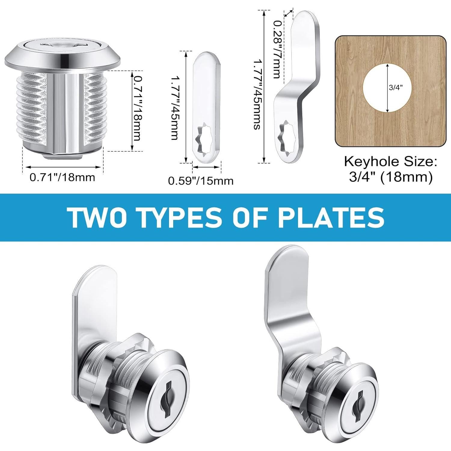 Juego de Cerraduras Kenning 24 Piezas con Llaves 16mm