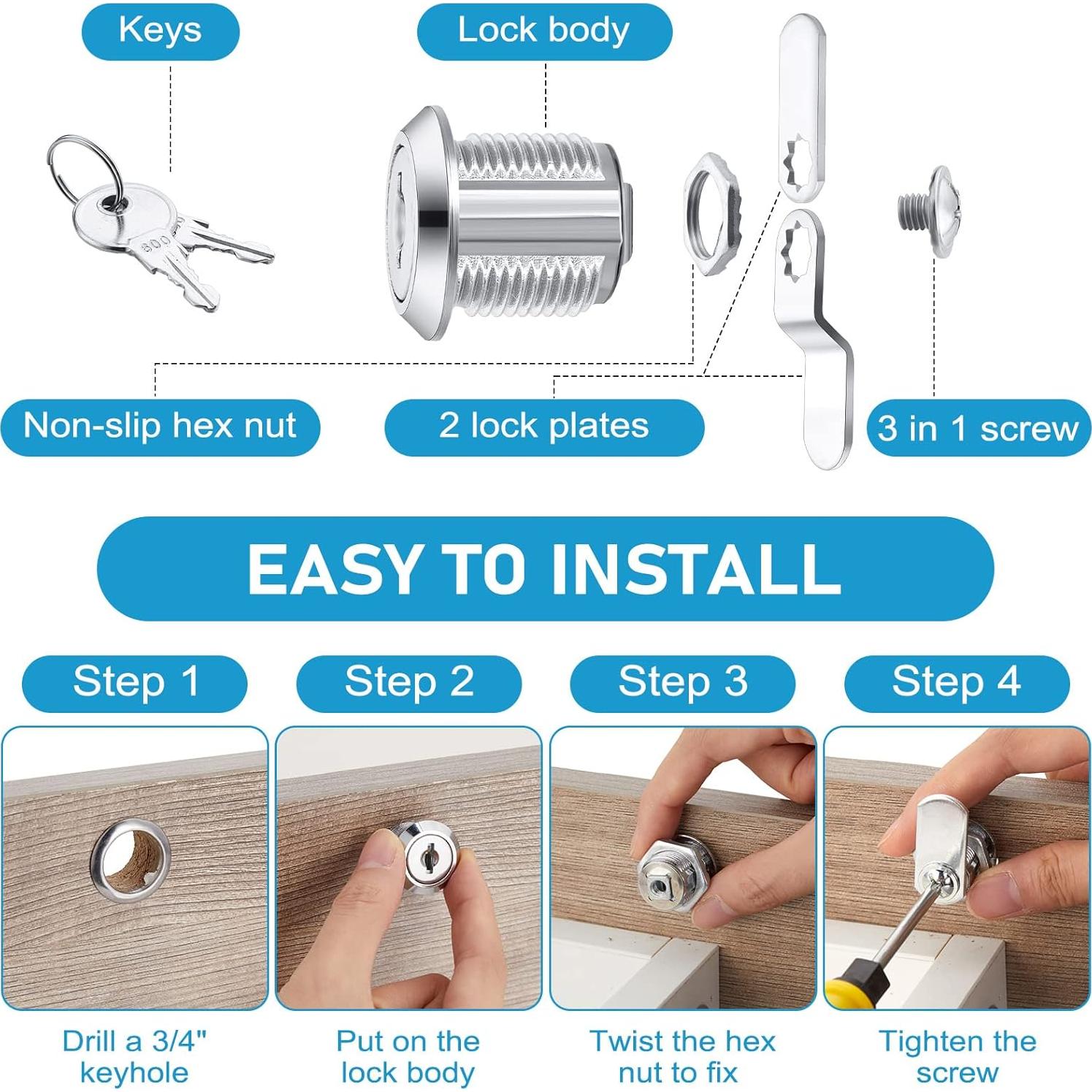 Juego de Cerraduras Kenning 24 Piezas con Llaves 16mm