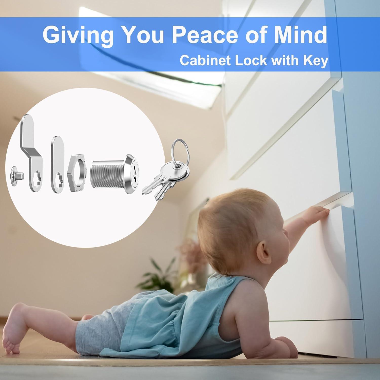 Cerraduras de Cajón BOZXYE 5/8" (16 mm) con Llave Igualada - 3 Piezas