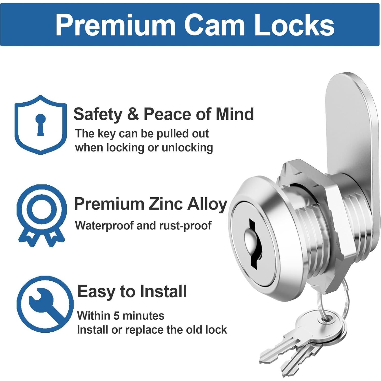 Cerraduras de Gabinete con Llaves BOZXYE 3 Pcs 1.59 cm