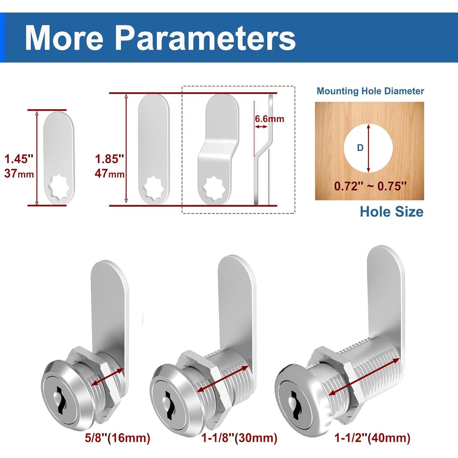 Cerraduras de Gabinete con Llaves BOZXYE 3 Pcs 1.59 cm