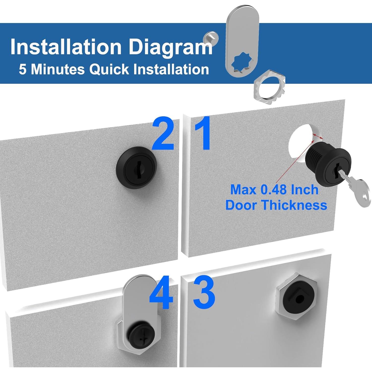 Cerraduras de Gabinete con Llaves BOZXYE 3 Pcs 1.59 cm