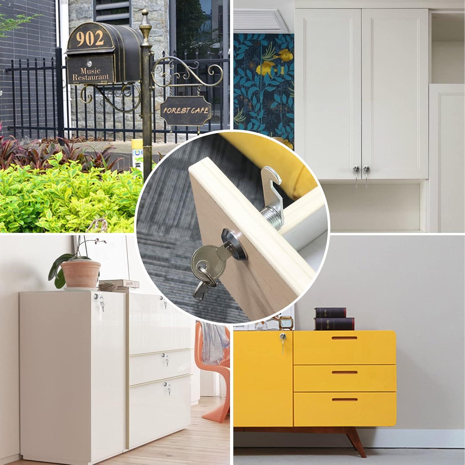 6 Cerraduras de Gabinete Hecfu 16mm con Llaves Iguales