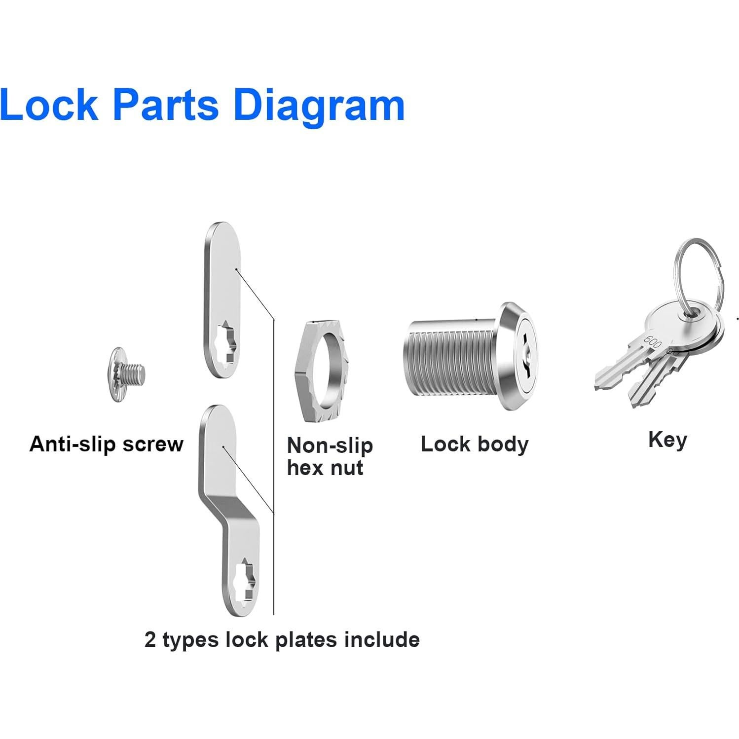 6 Cerraduras de Gabinete Hecfu 16mm con Llaves Iguales