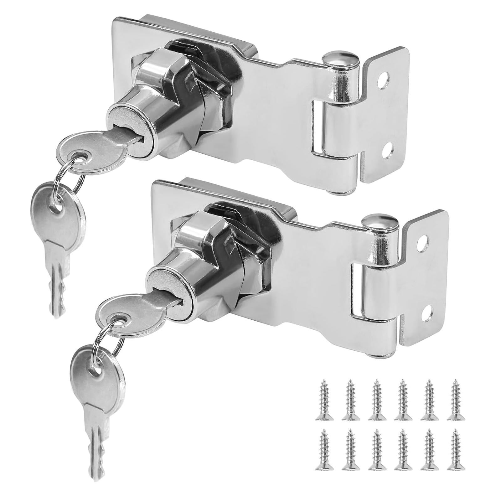 Cerraduras de Hasp Kyuionty 2 Pcs 65x32mm Plata con Llave