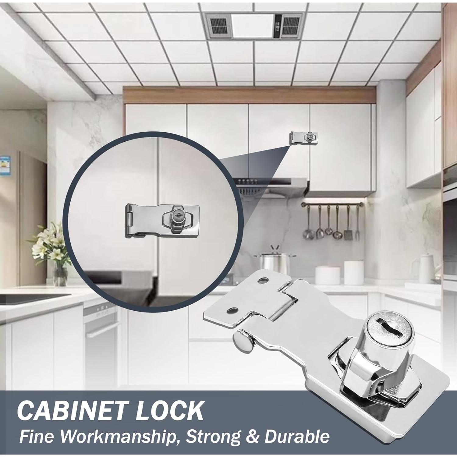 Cerraduras de Hasp Kyuionty 2 Pcs 65x32mm Plata con Llave