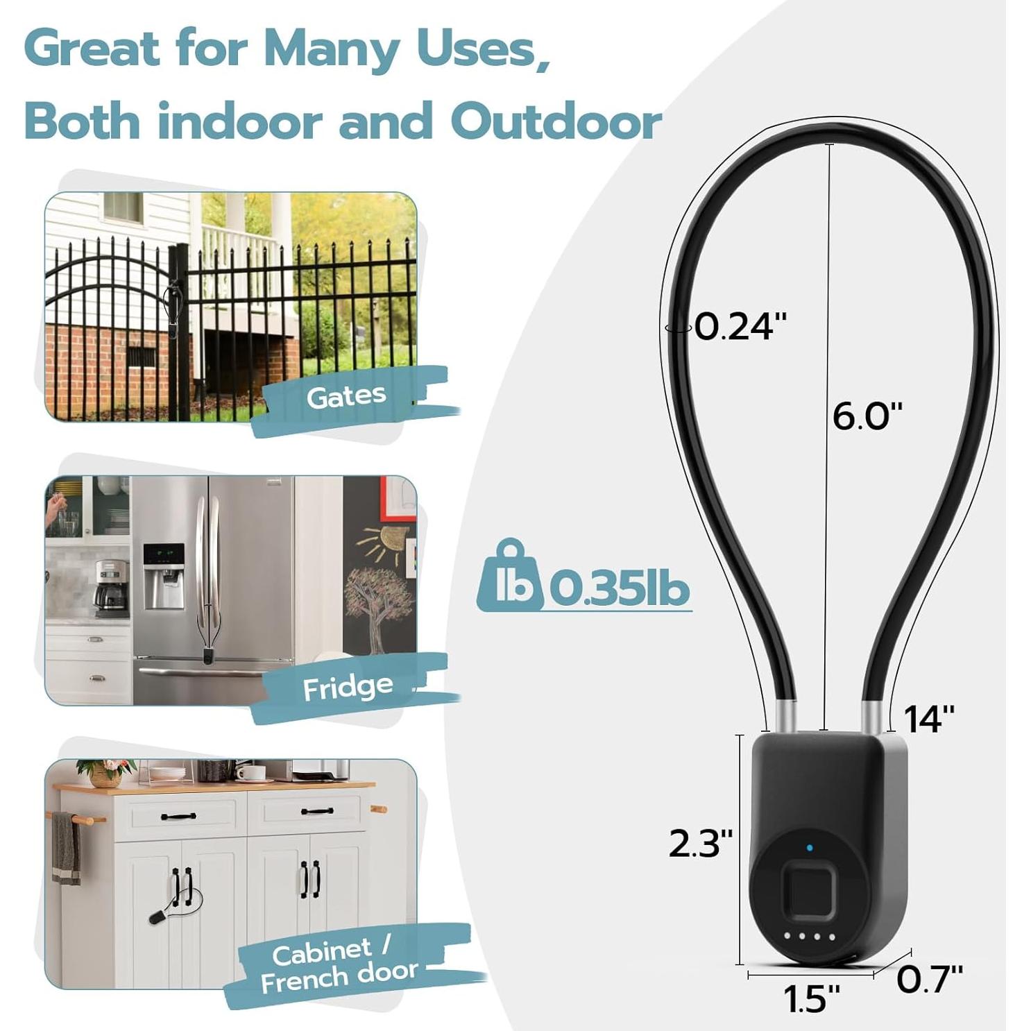 Candado Biométrico de Huella Dactilar Dhiedas Negro 15.24cm