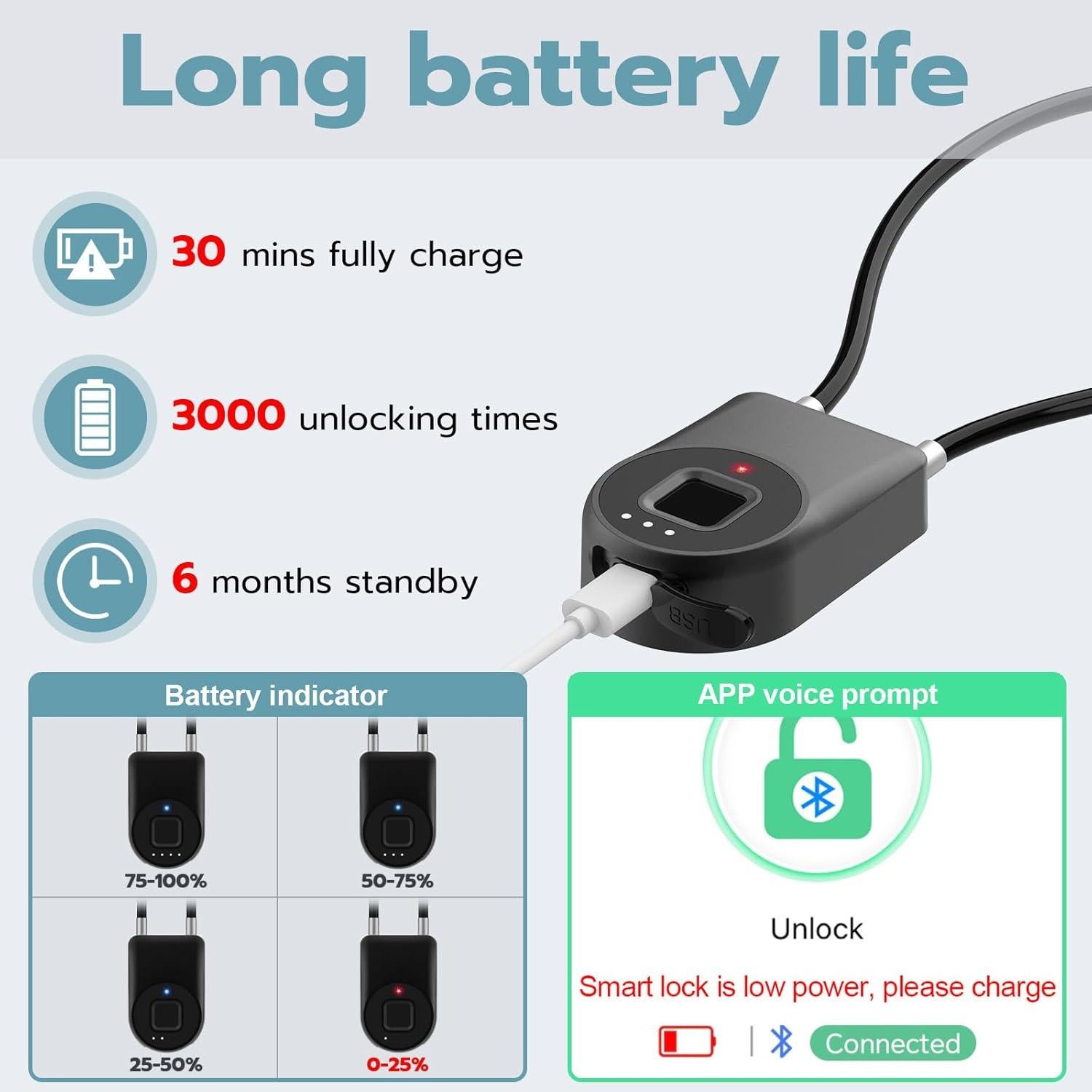 Candado Biométrico de Huella Dactilar Dhiedas Negro 15.24cm