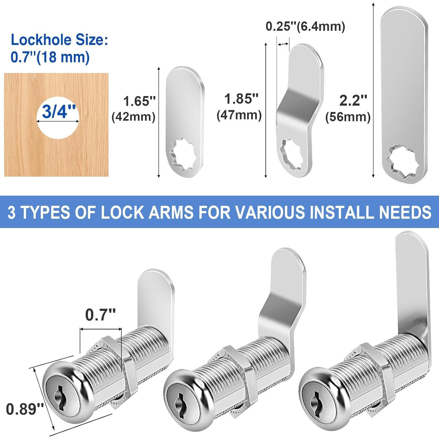 Cerraduras de Gabinete Cylinnda 1-1/2" (38mm) con Llaves - Paquete de 4