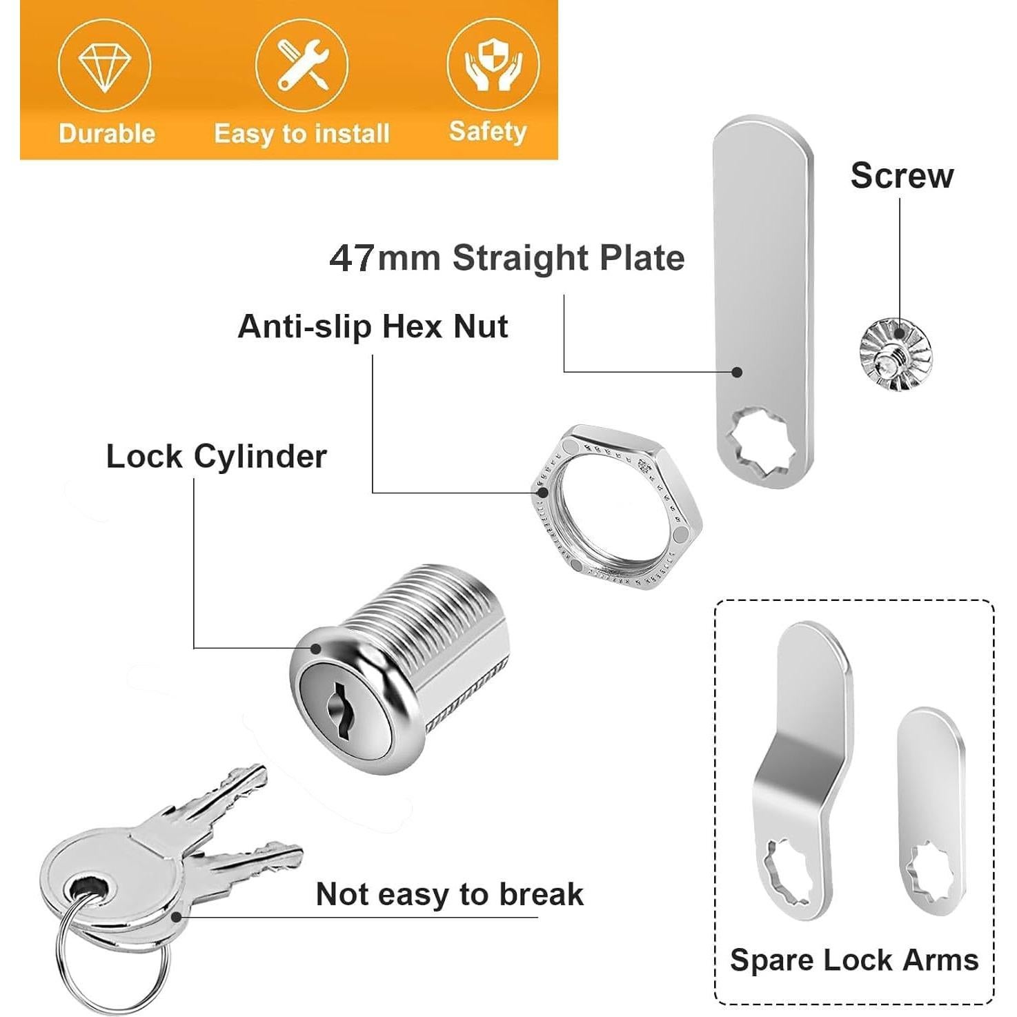Cerradura de Cajón Zzbety 5/8" con Llave Igual - Zinc Cromado