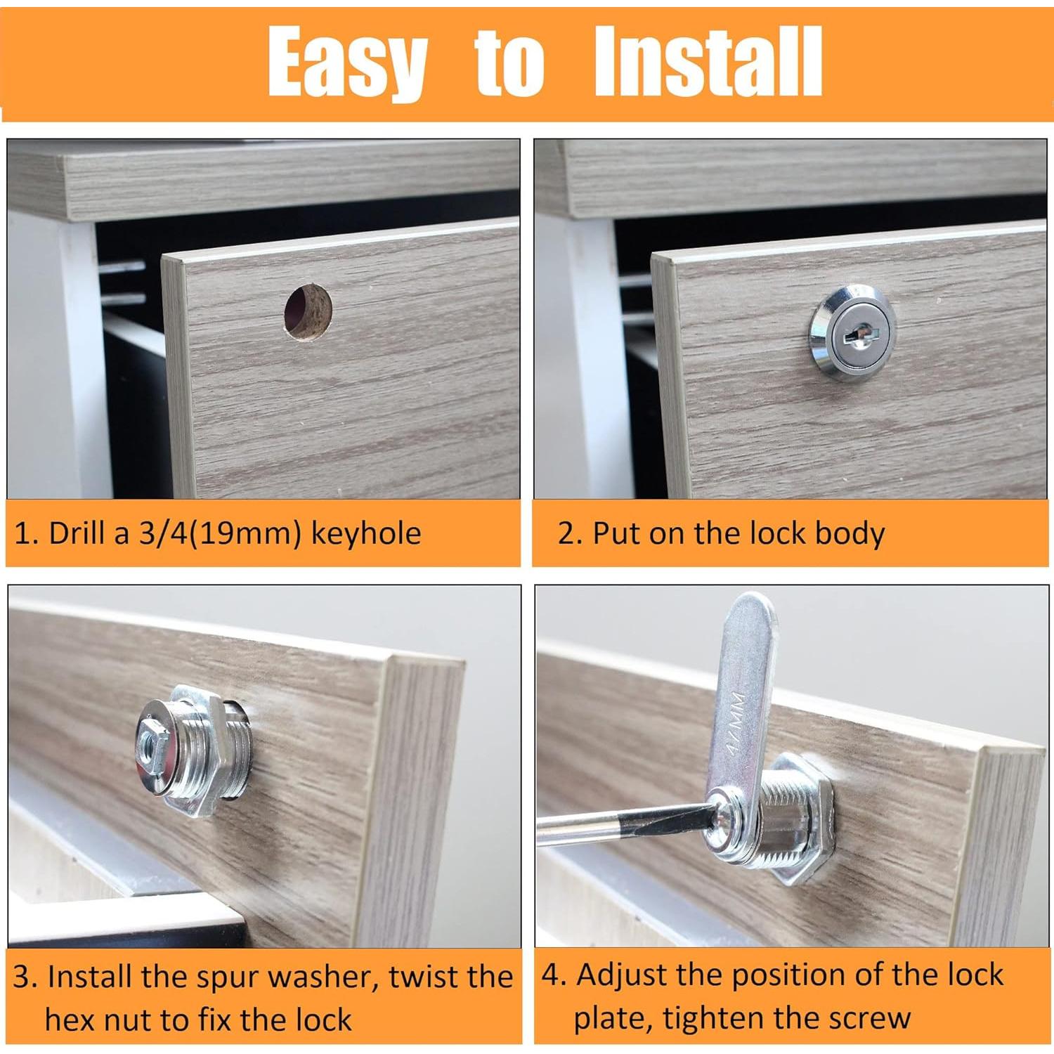 Cerradura de Cajón Zzbety 5/8" con Llave Igual - Zinc Cromado