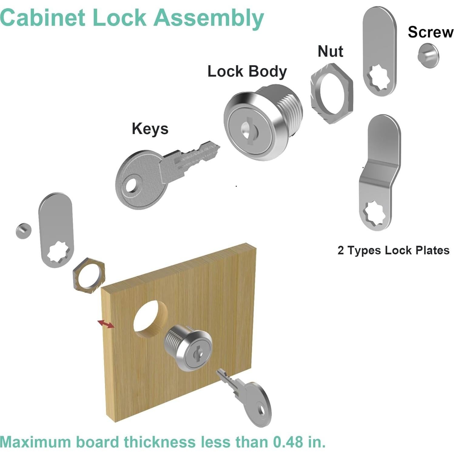 Cerraduras de Gabinete con Llave inBovoga 2 Pcs 16 mm