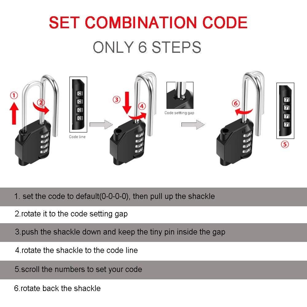 Candado de Combinación Disecu 4 Dígitos 2 Paquete Negro