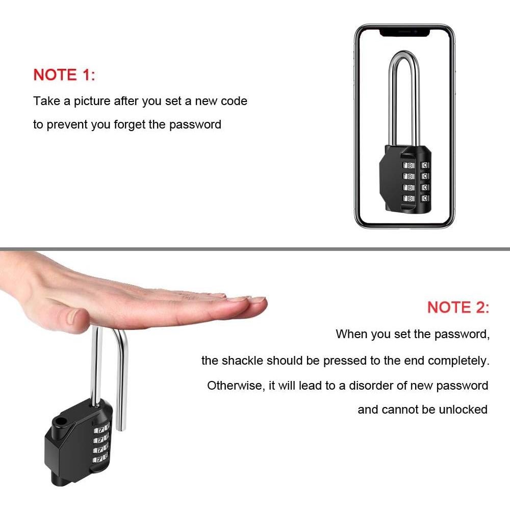 Candado de Combinación Disecu 4 Dígitos 2 Paquete Negro