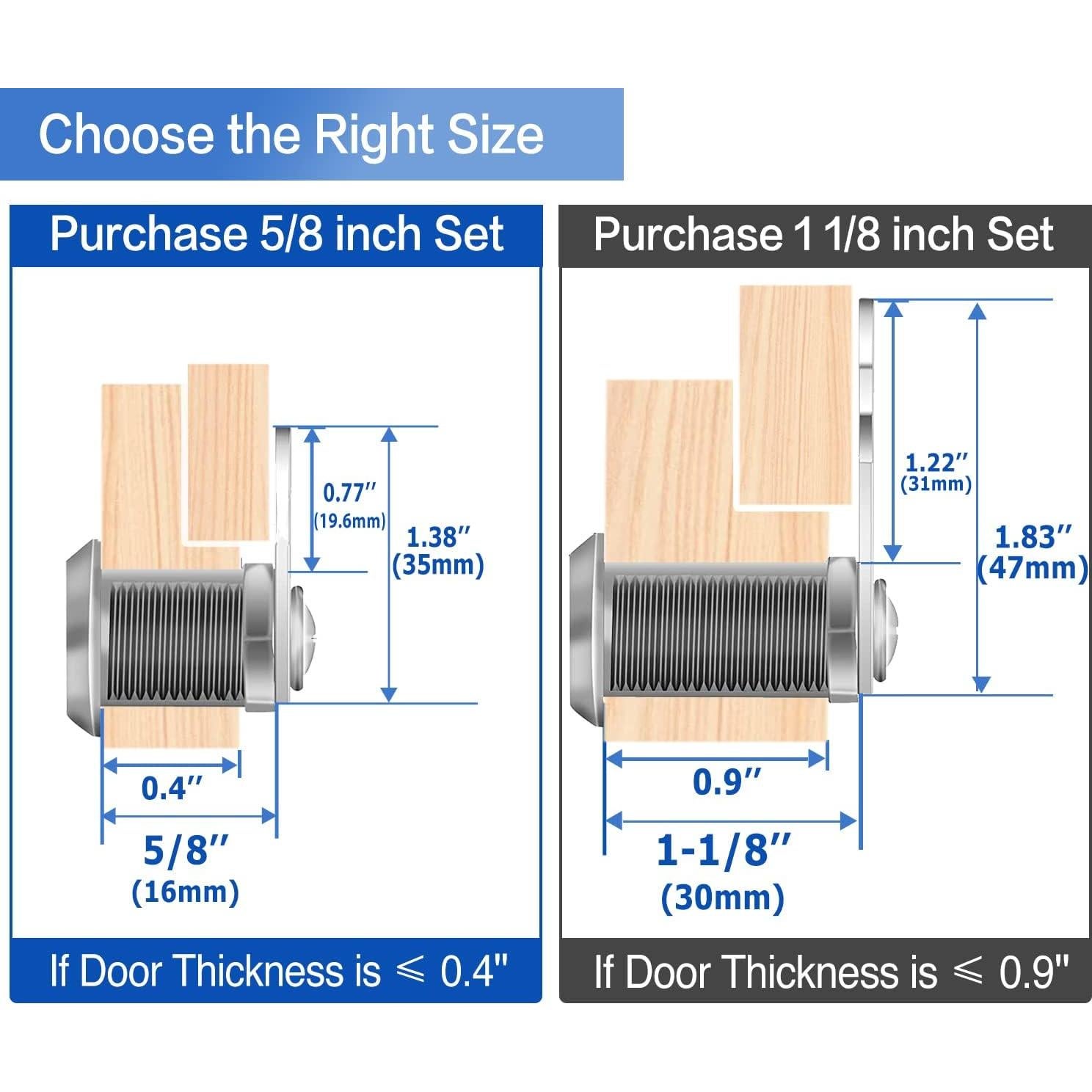 Cerraduras de Gabinete Sissinda 5/8" (16mm) con Llave - 12 Pcs