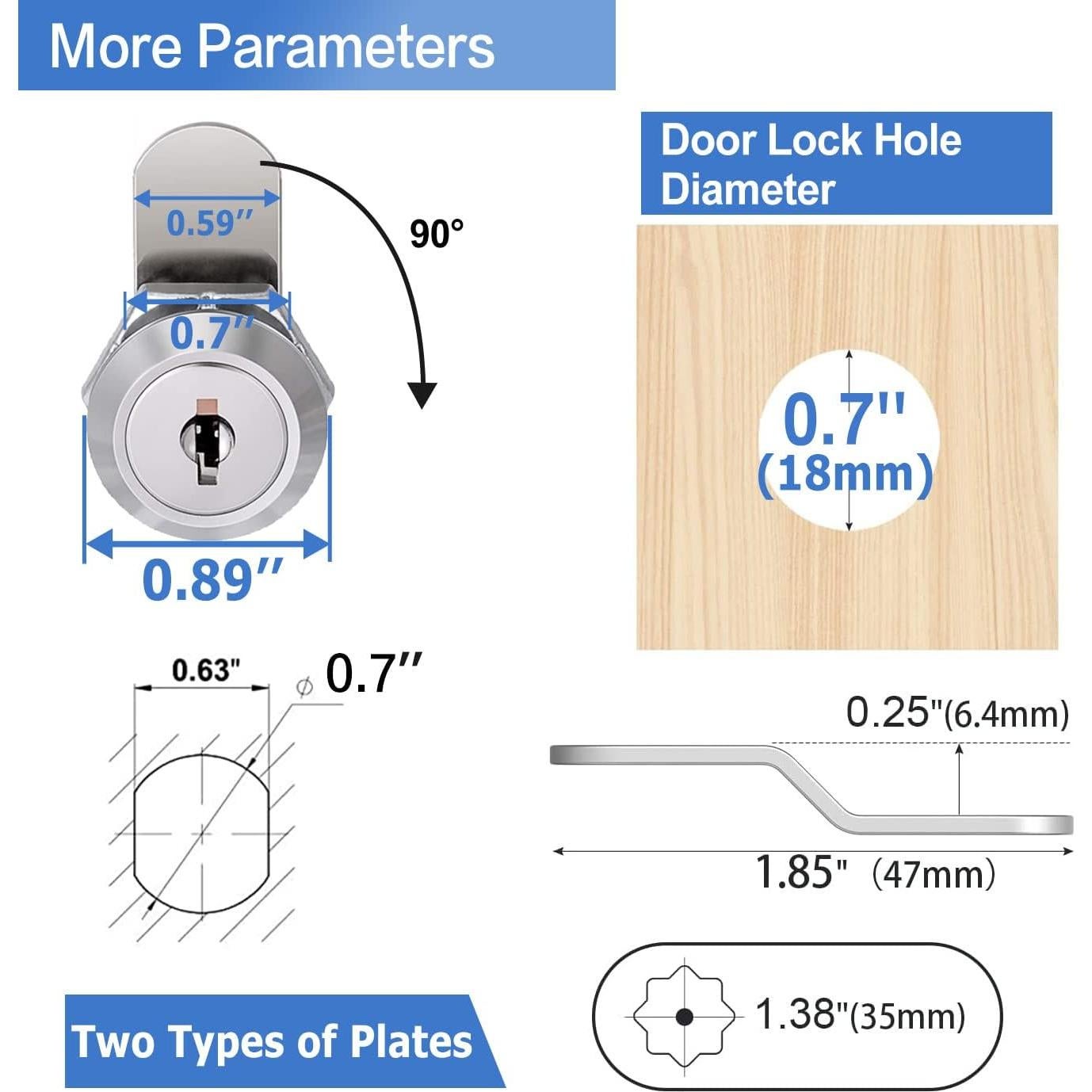 Cerraduras de Gabinete Sissinda 5/8" (16mm) con Llave - 12 Pcs