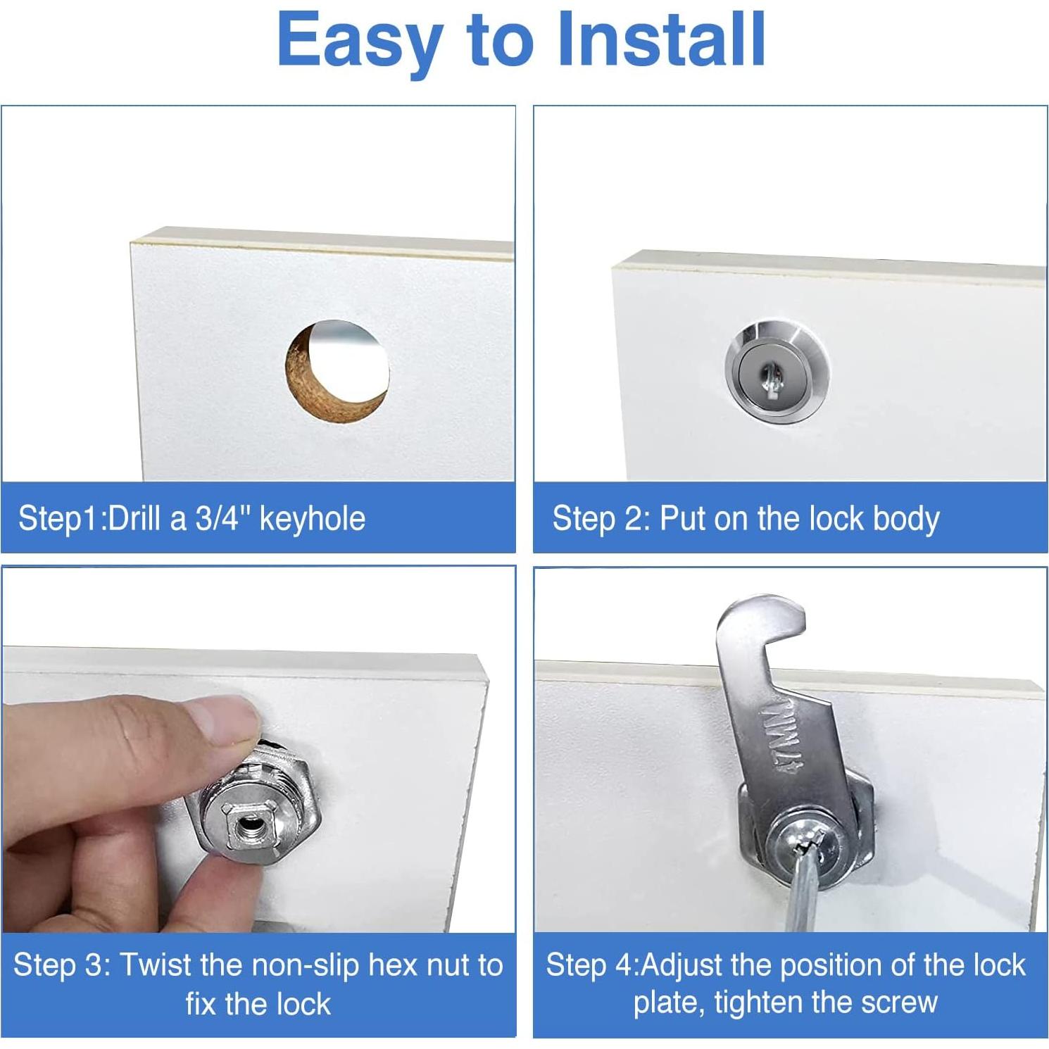 Cerraduras de Gabinete Sissinda 5/8" (16mm) con Llave - 12 Pcs