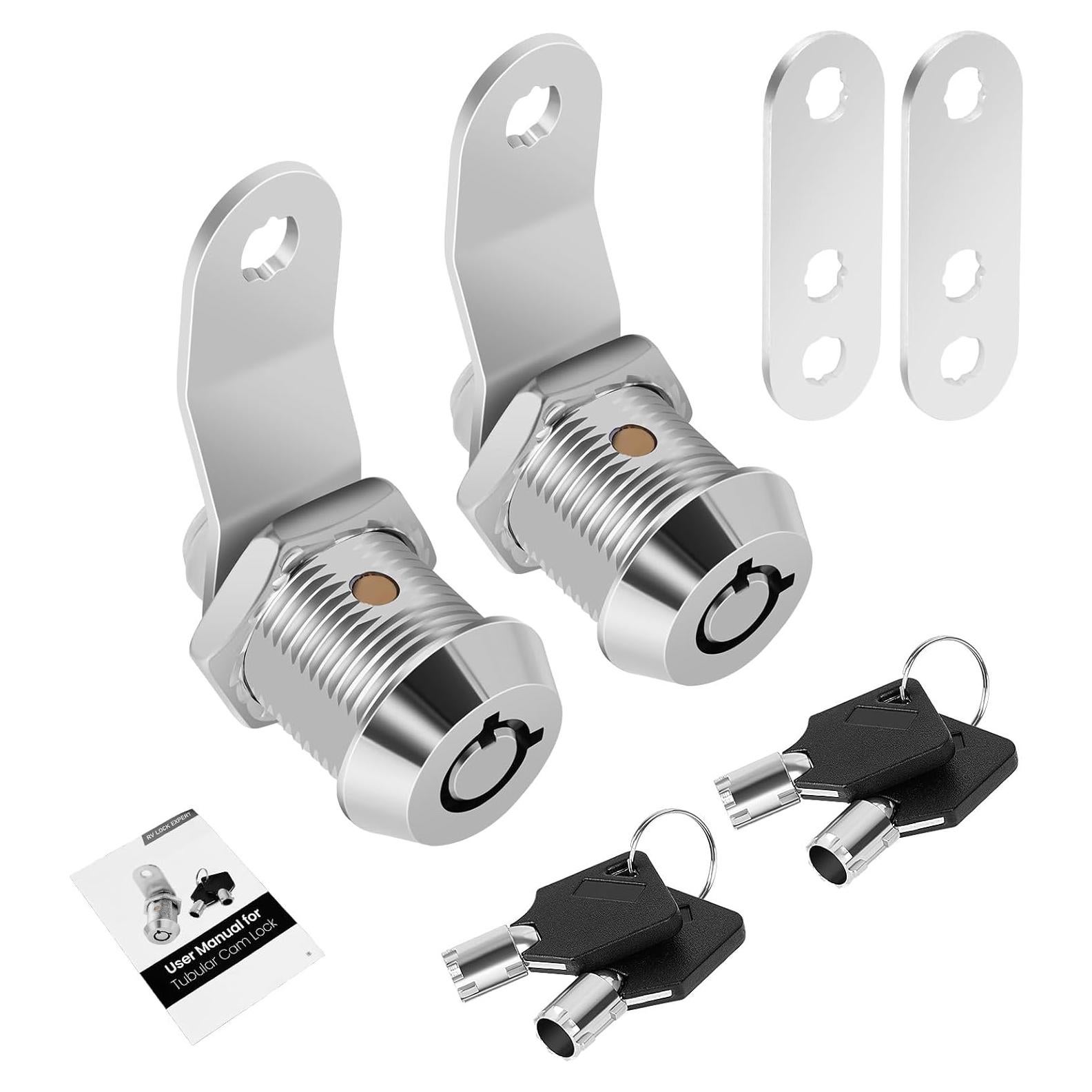 Juego de 2 Cerraduras de Almacenamiento RV Cylinnda 16mm Cromado