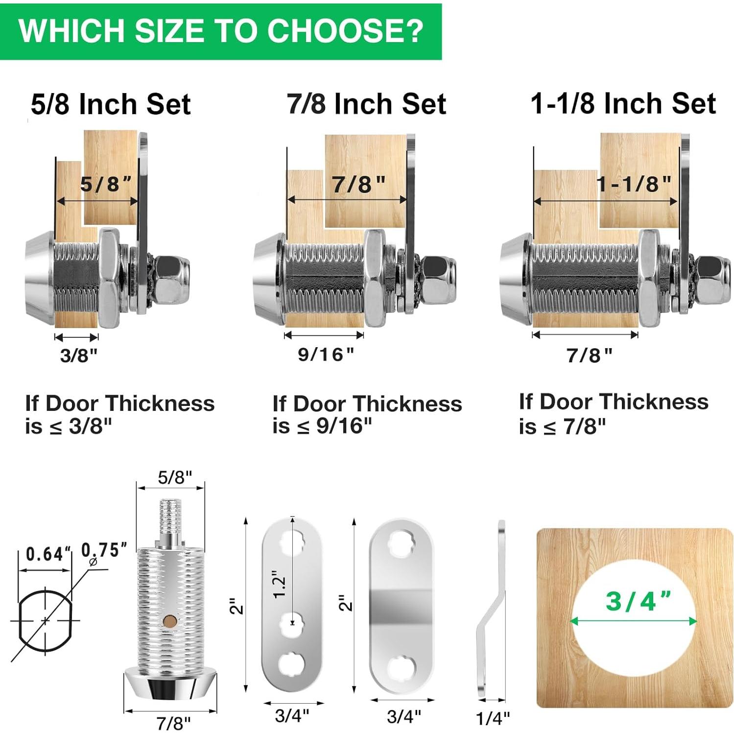 Juego de 2 Cerraduras de Almacenamiento RV Cylinnda 16mm Cromado