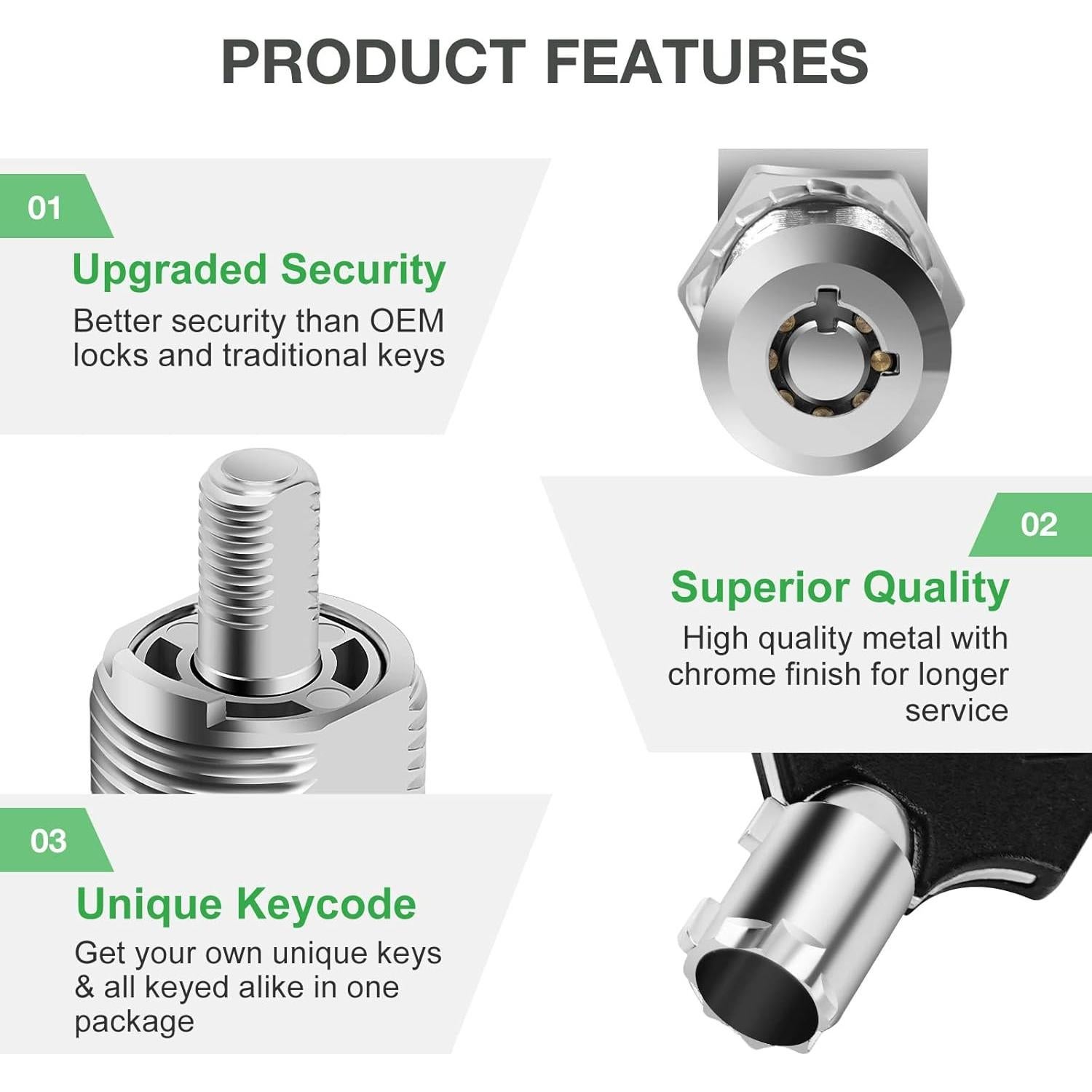 Juego de 2 Cerraduras de Almacenamiento RV Cylinnda 16mm Cromado