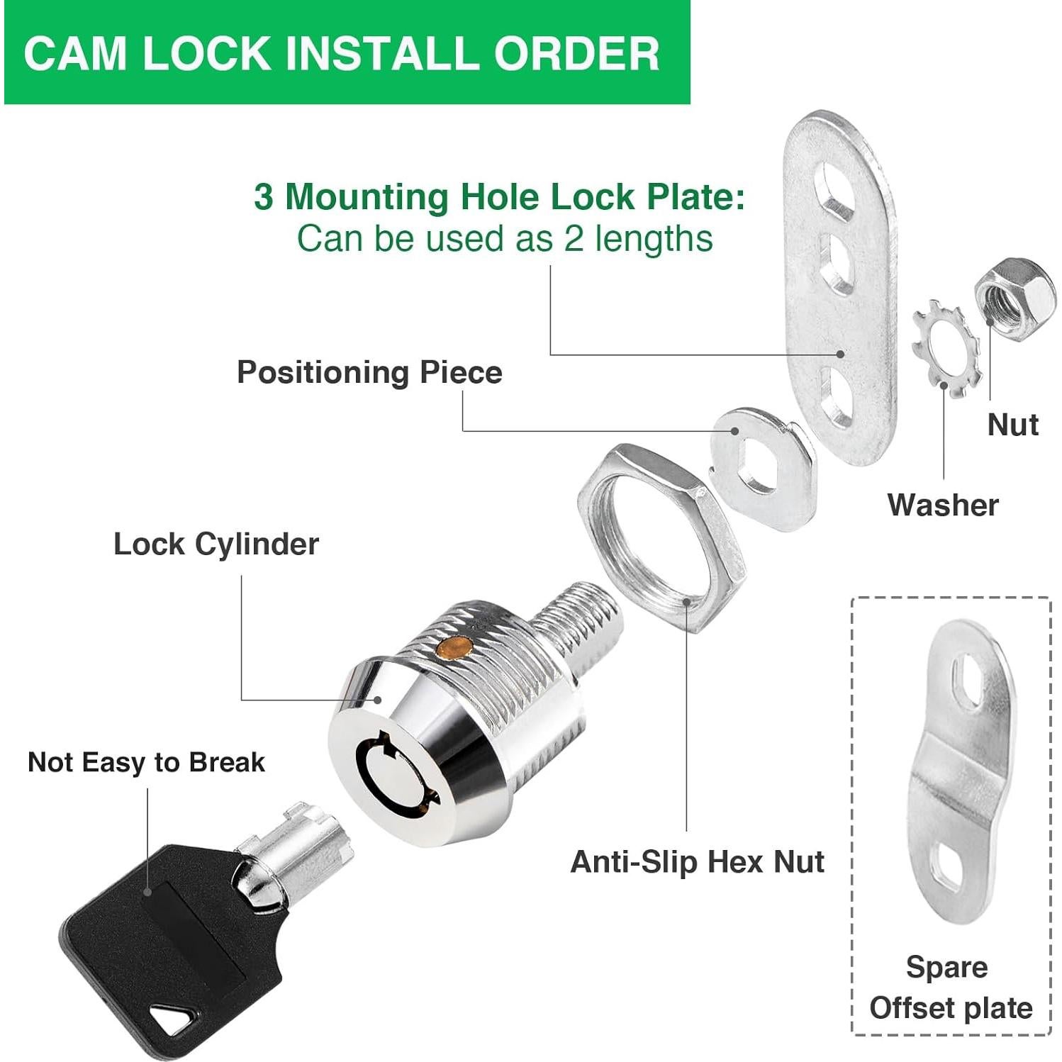 Juego de 2 Cerraduras de Almacenamiento RV Cylinnda 16mm Cromado