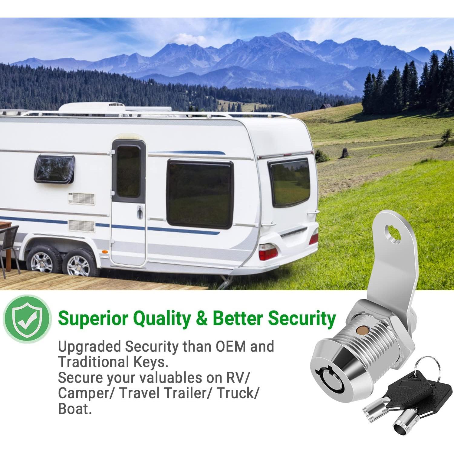 Juego de 2 Cerraduras de Almacenamiento RV Cylinnda 16mm Cromado