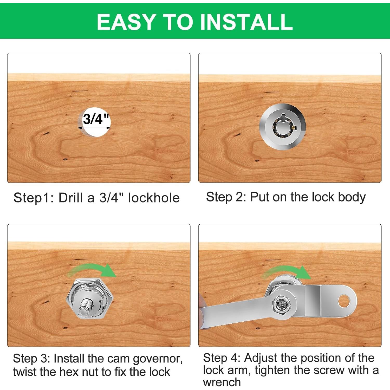 Juego de 2 Cerraduras de Almacenamiento RV Cylinnda 16mm Cromado