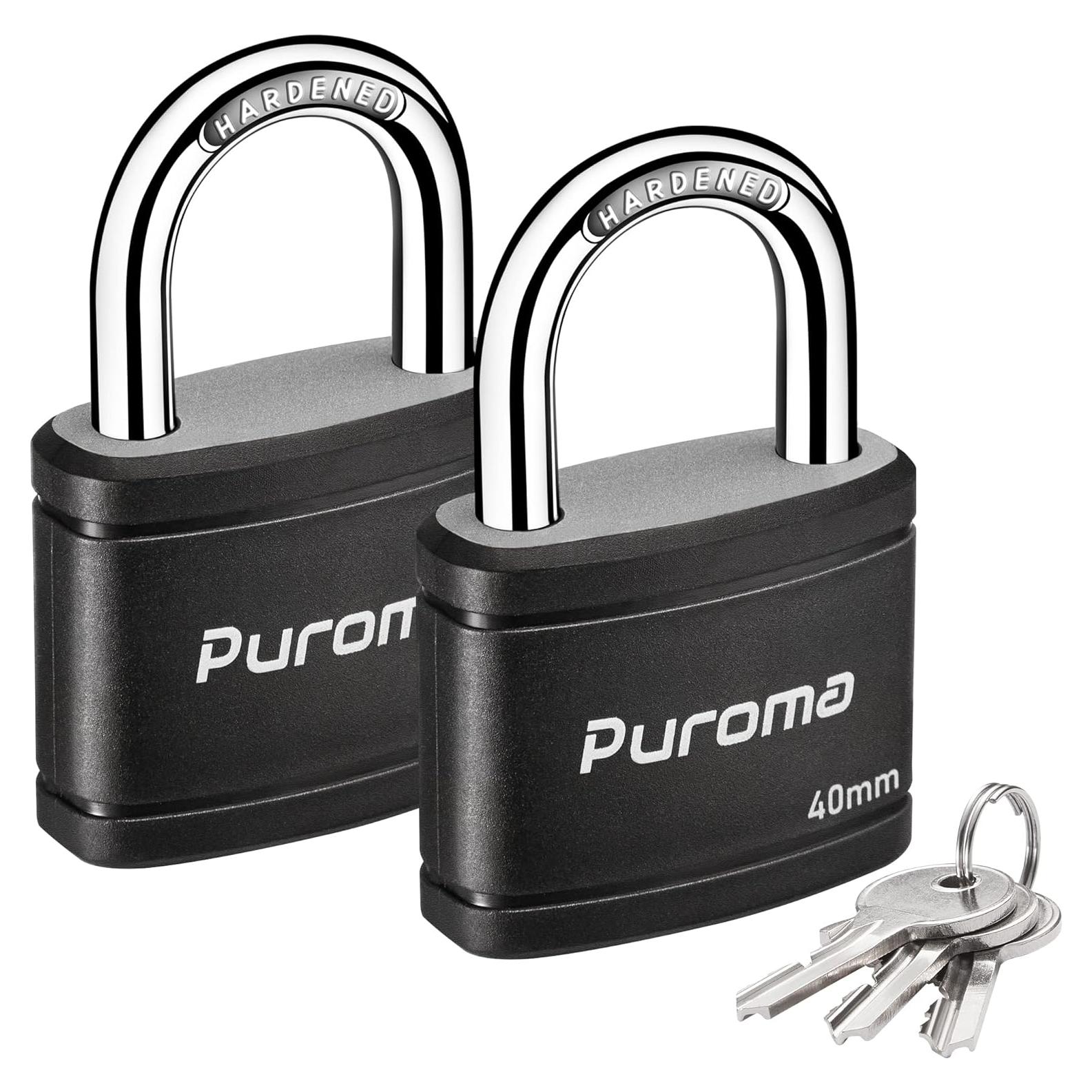 Candado con Llave Puroma 2 Paquete 40mm Alta Seguridad Negro