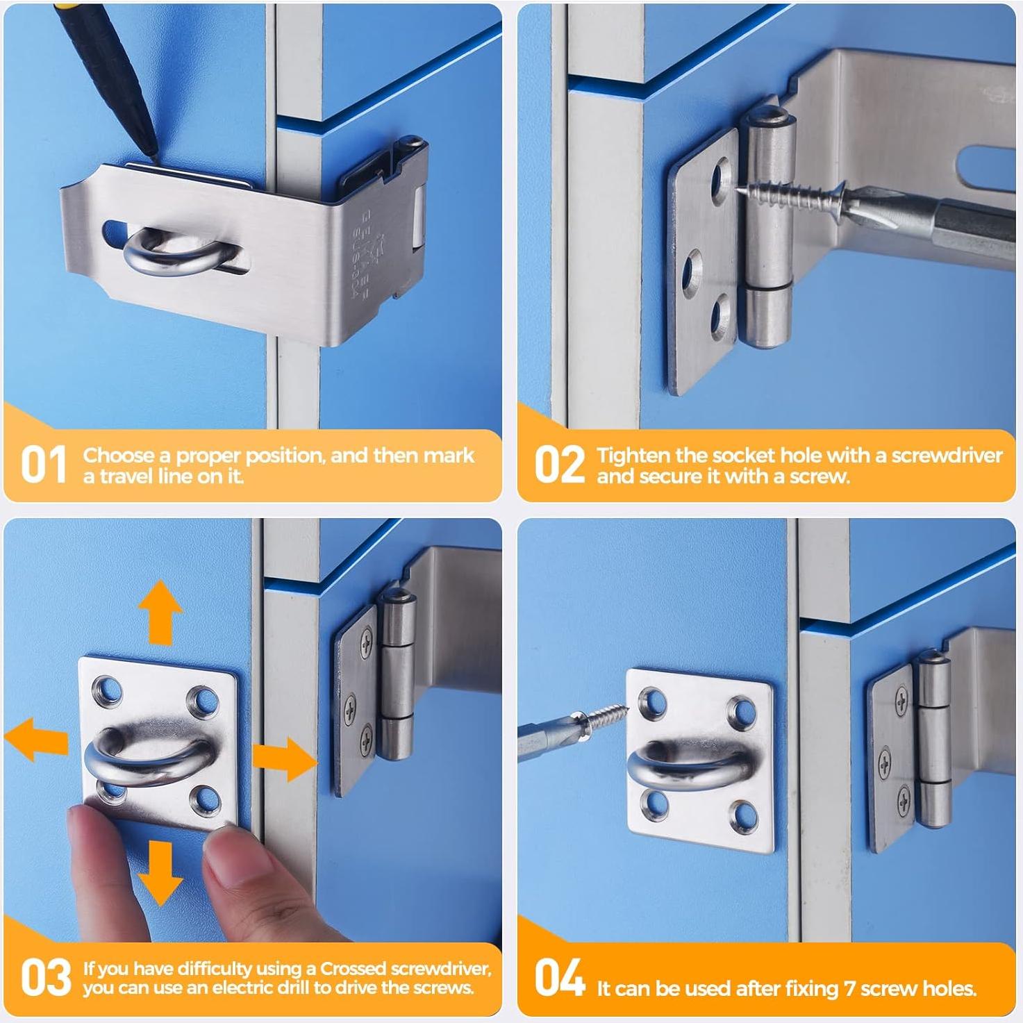 Cerradura de Hasp GEMASP 5 cm Acero Inoxidable 2 Piezas