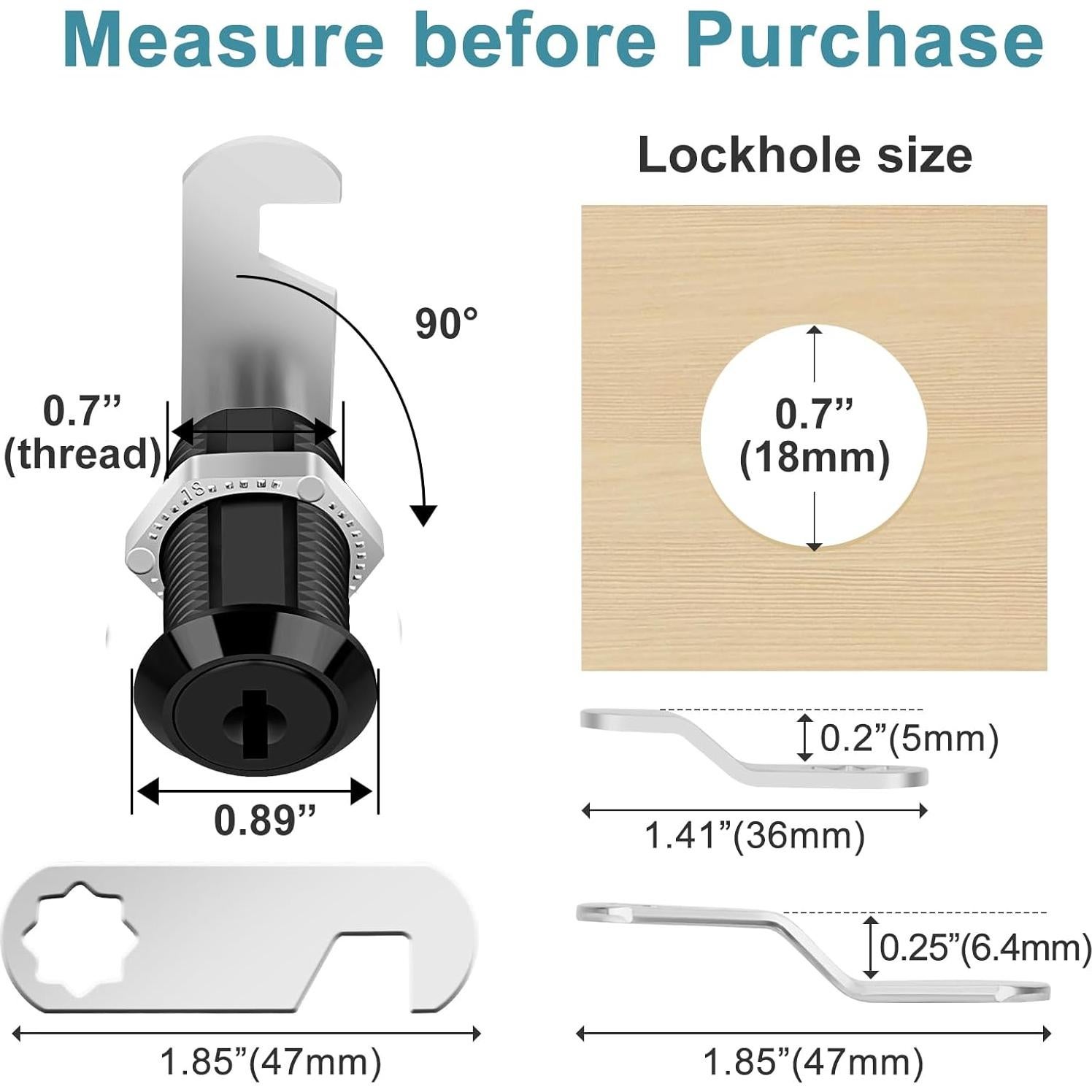 Cerradura Cam de Gabinete Negra Pertinel 1-1/8" 5 Piezas