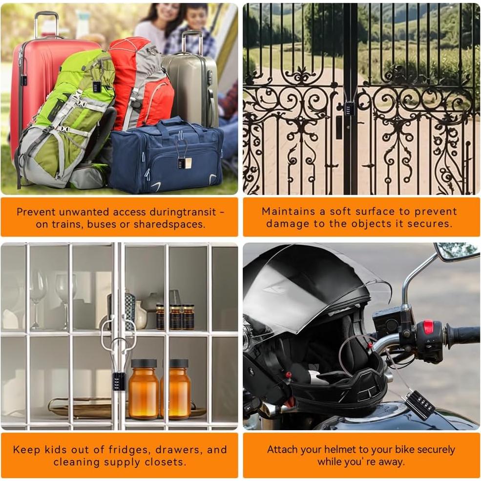 Candado de Combinación SEPOX 4 Dígitos 30mm Cable 16cm Negro