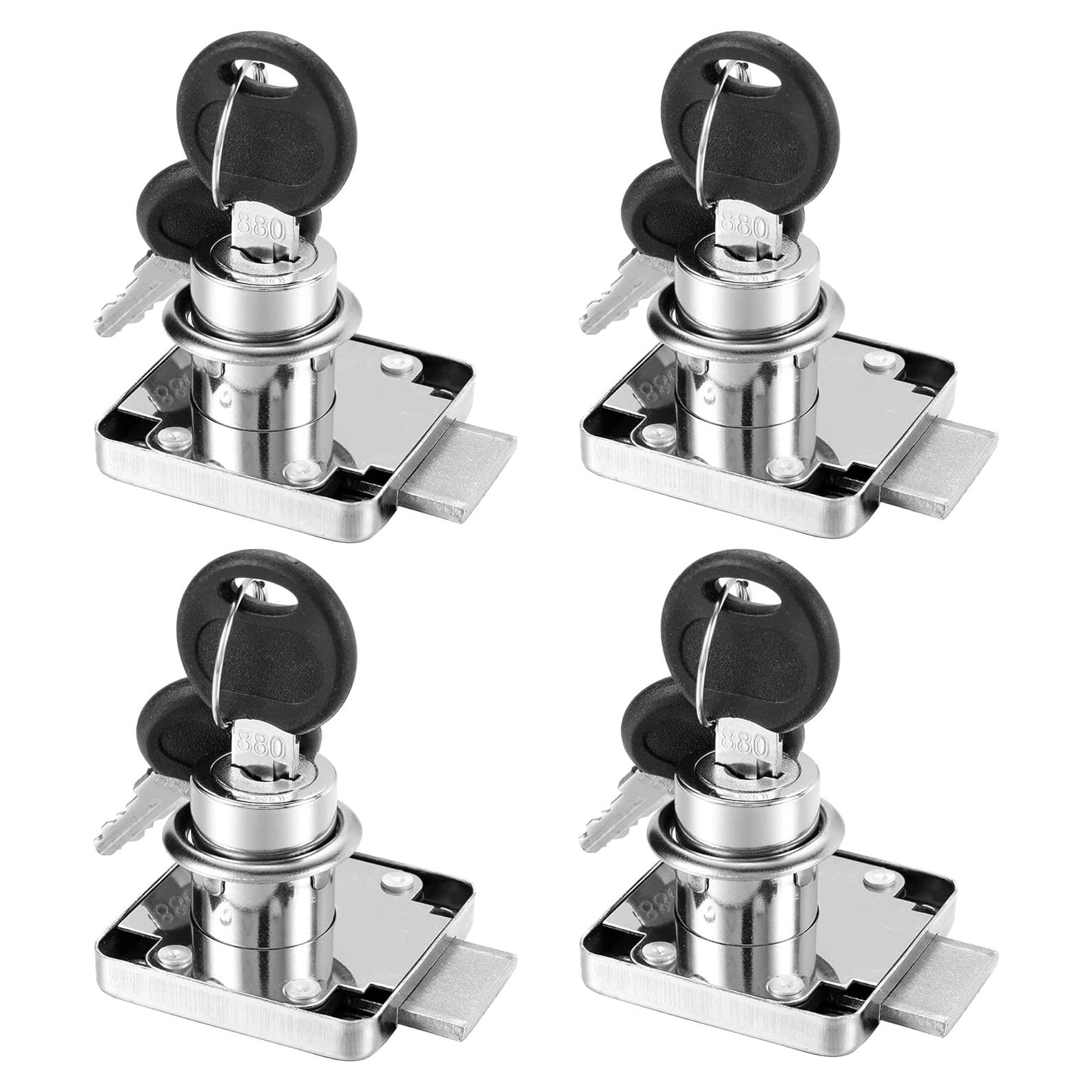 4 Cerraduras de Cajón Kitmose con Llave Igual 20mm Acabado Cromado