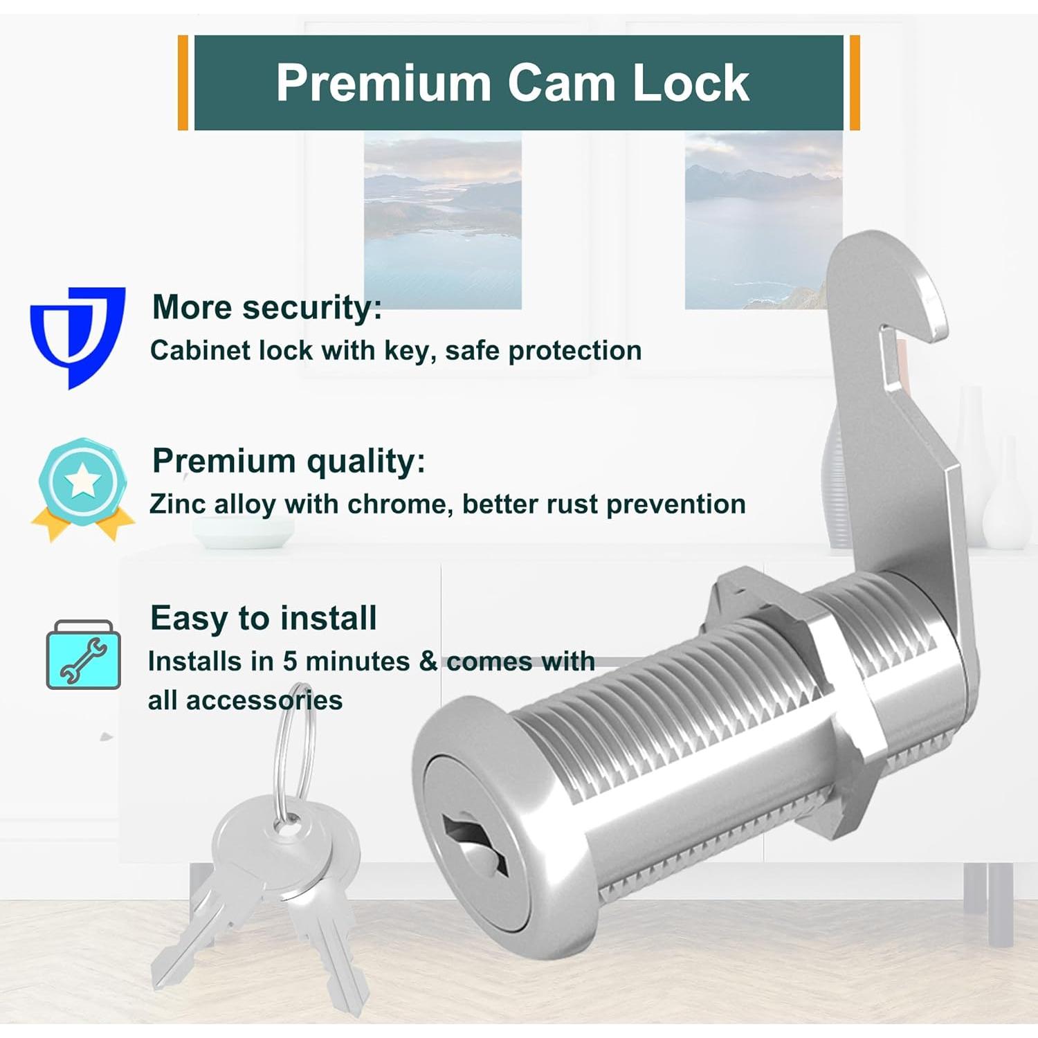 Cerraduras de Gabinete Yqwwda 1-1/2" con Llave - 3 Pcs